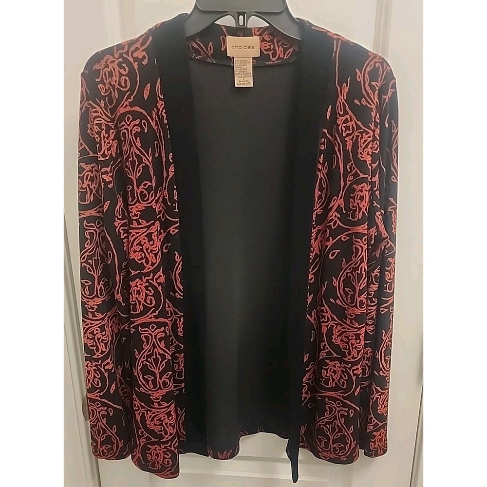Choices  Womens Small  Red Black Cardigan Long Sleeve Ladies